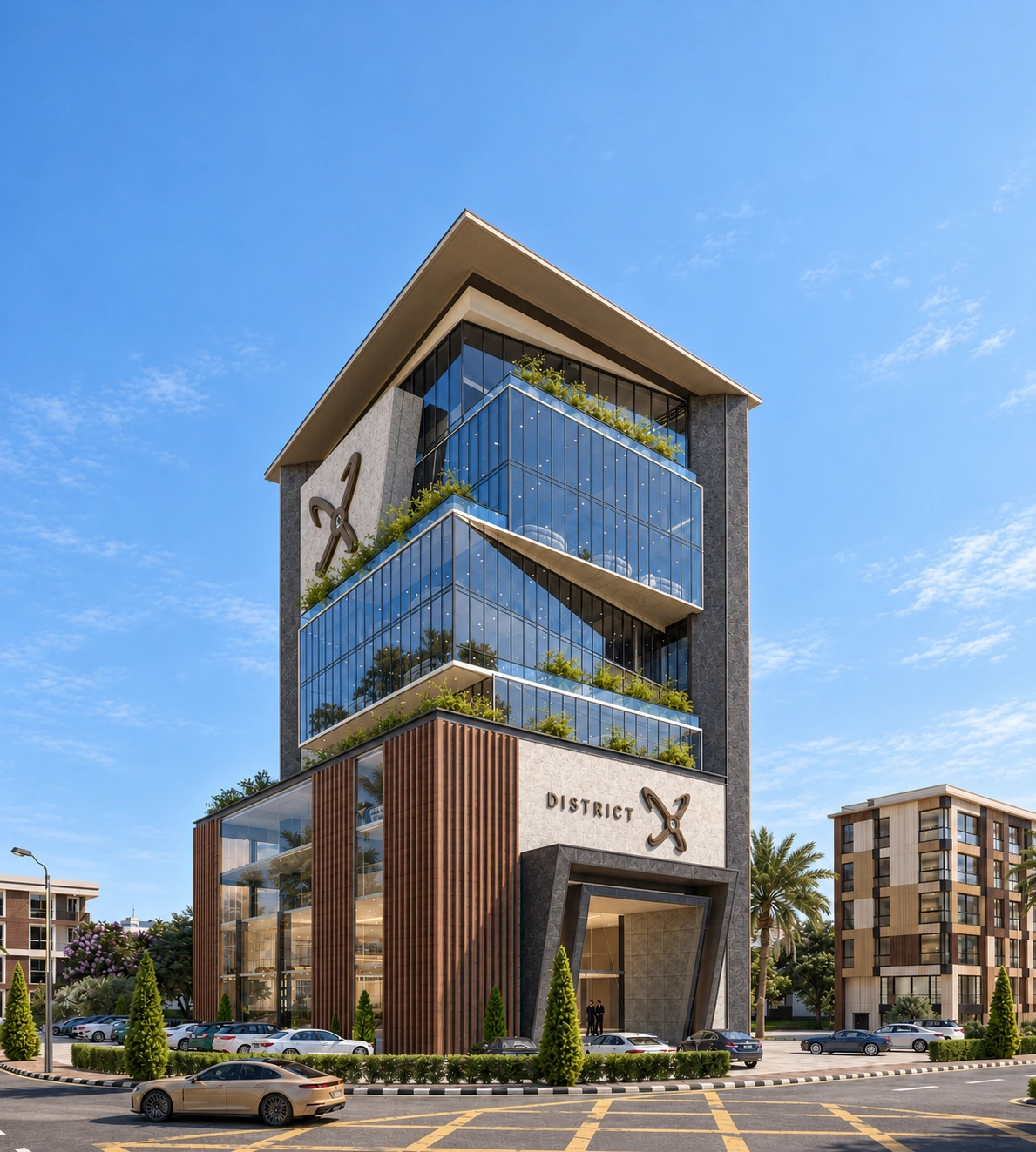 District X Tower 01 — Left architectural view